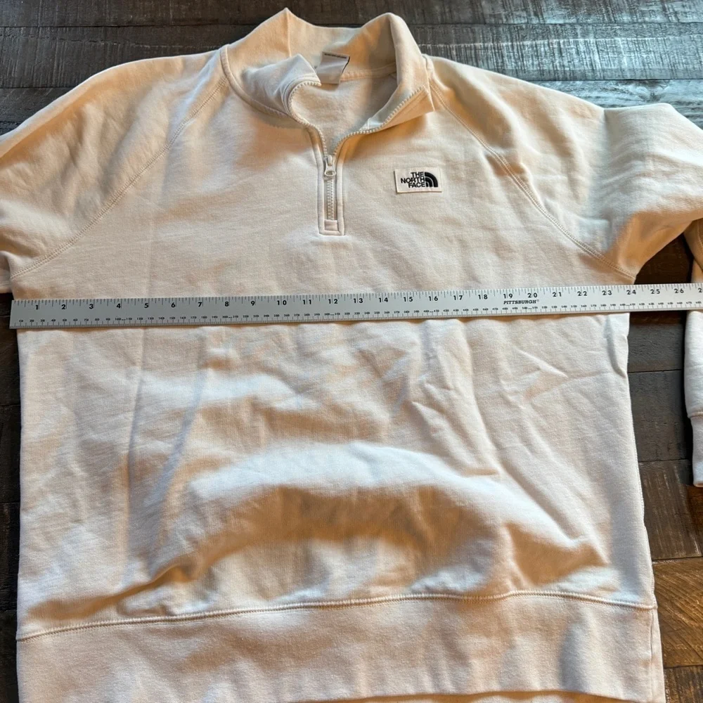 The North Face Cream Half Zip Pullover Sweatshirt Cotton Blend Women's Size M - Picture 2 of 8